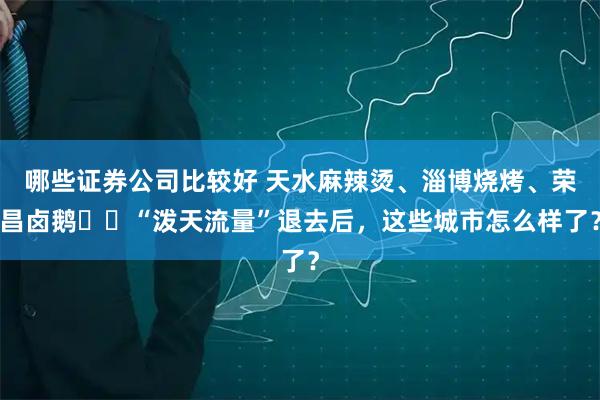 哪些证券公司比较好 天水麻辣烫、淄博烧烤、荣昌卤鹅⋯⋯“泼天流量”退去后，这些城市怎么样了？